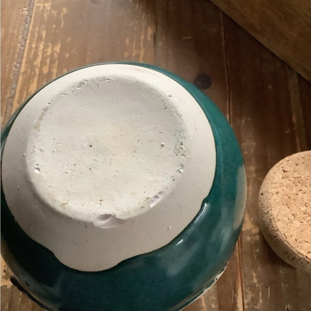 Ceramic Jar with Cork Lid - Blue and Brown - Picture 5 of 5